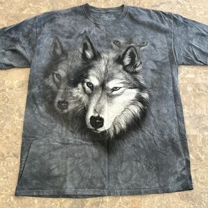 Vintage 2002 The Mountain Wolf Face Tie Dye T-Shirt XXL Fits XL 25x31.5